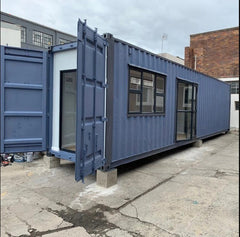 Container maritime bureau mobile 40 pieds x 8, isolé 4 saisons, avec porte, fenêtre et toilette