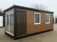 Containers Bureau mobile 20pieds recouvert en Bois ouvert et vitré sur une largeur largeur