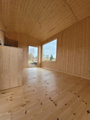 Remorque mobile 20 pieds par 8 avec cuisine et toilette recouvert en bois