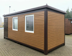 Containers Bureau mobile 20pieds recouvert en Bois ouvert et vitré sur une largeur largeur