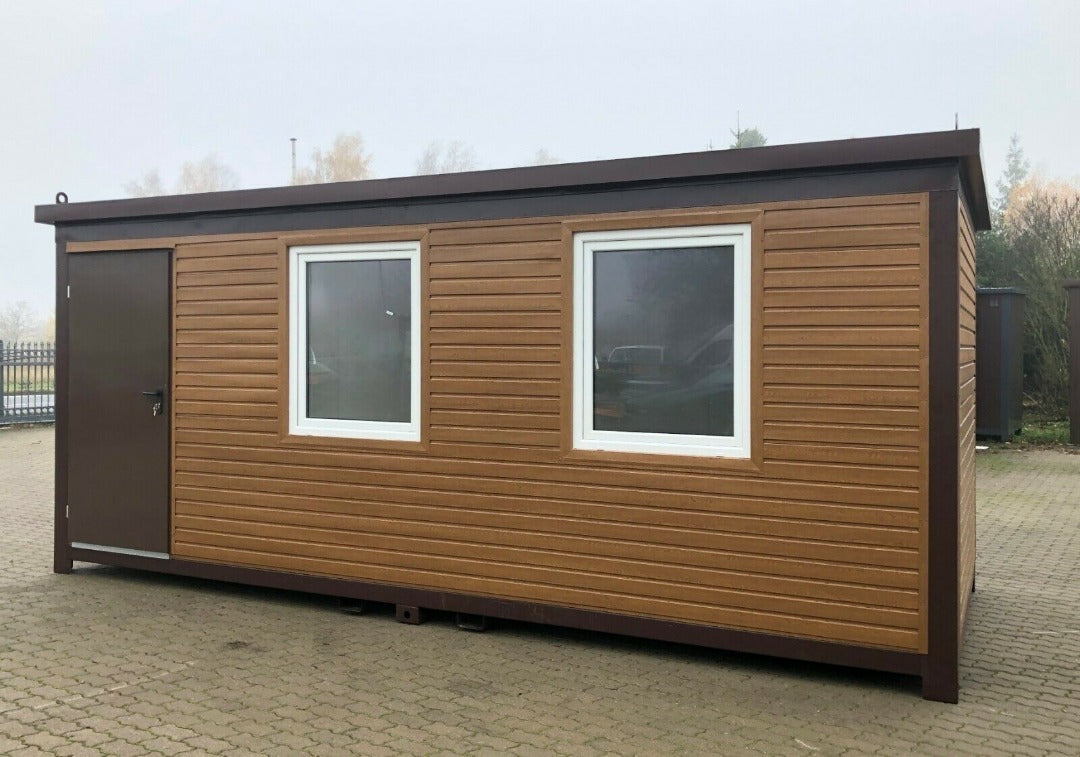 Containers Bureau mobile 20pieds  recouvert en Bois ouvert et vitré sur une largeur largeur