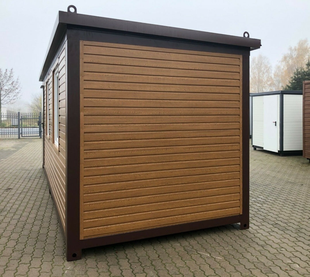 Containers Bureau mobile 20pieds  recouvert en Bois ouvert et vitré sur une largeur largeur