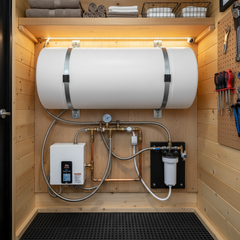 Réservoir d'eau potable installé dans une tiny house