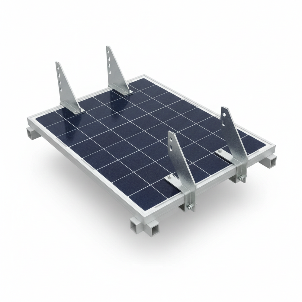 Panneau solaire pour tiny house - vue en angle avec supports