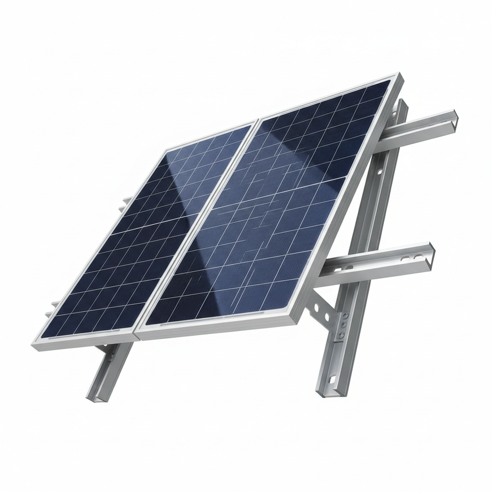 Panneau solaire pour tiny house - vue en angle avec supports