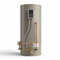 Chauffe-eau pour maison mobile - vue de côté avec raccords