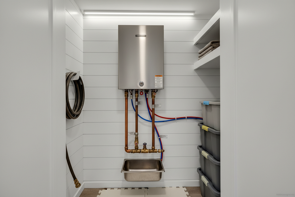 Chauffe-eau installé dans une tiny house